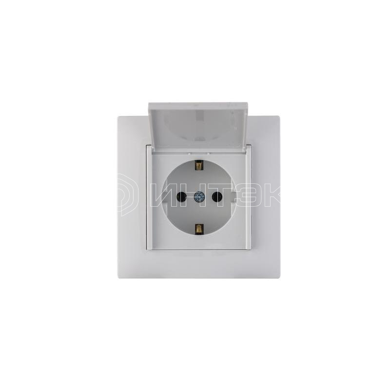 Розетка 1-м с крышкой Karea RIZZ с заземл. бел. Makel 88001029 изображение, фото