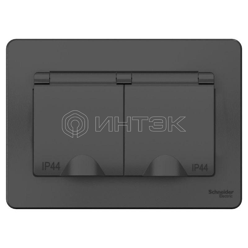 Розетка 2-м СП Blanca 16А IP44 250В с заземл. защ. шторки с крышкой антрацит Systeme Electric BLNRS441126 изображение, фото