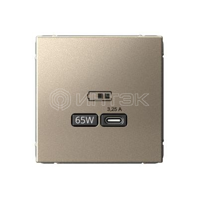 Розетка USB ArtGallery тип C 65Вт QC PD высокоскор. ЗУ механизм шампань Systeme Electric GAL000527 изображение, фото