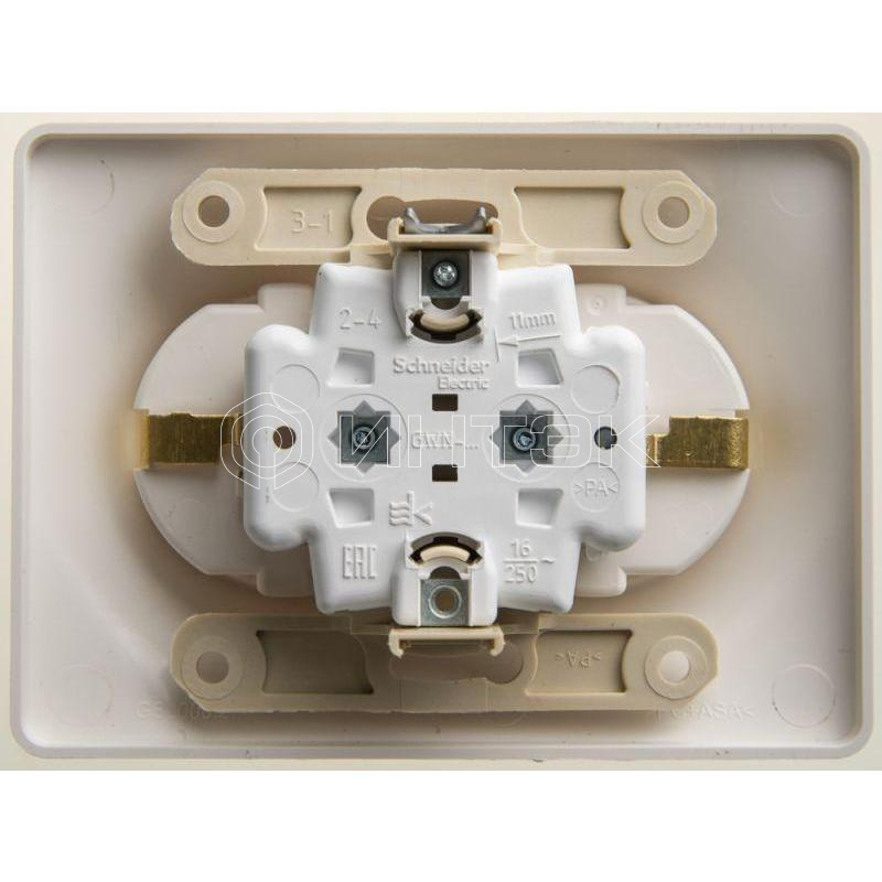 Розетка 2-м СП Glossa 16А IP20 с заземл. в сборе перламутр.  Systeme Electric GSL000624 изображение, фото