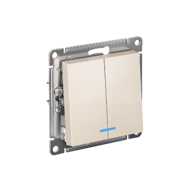 Выключатель 2-кл. СП AtlasDesign 10А IP20 (сх. 5а) 10AX с подсветкой механизм беж.  Systeme Electric ATN000253 изображение, фото