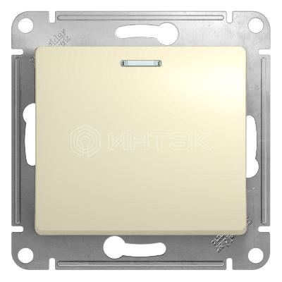 Выключатель 1-кл. СП Glossa 10А IP20 (сх. 1а) 10AX с подсветкой механизм беж.  Systeme Electric GSL000213 изображение, фото