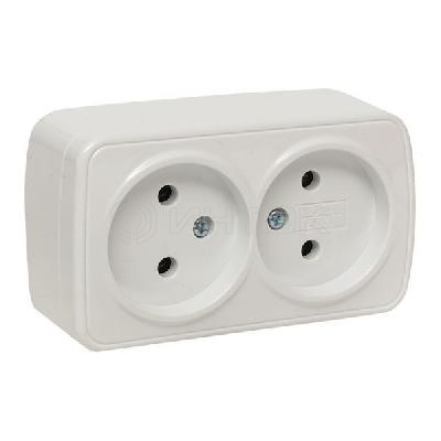 Розетка 2-м ОП Минск 10А IP20 без заземл. бел. Basic EKF EGR10-102-10 изображение, фото