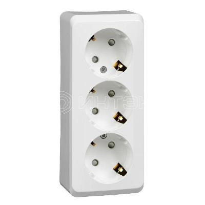 Розетка 3-м ОП Этюд 16А IP20 250В с заземл. защ. шторки бел.  Systeme Electric PA16-012B изображение, фото