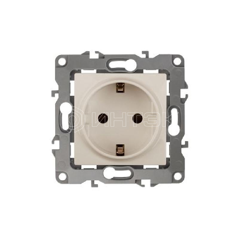 Розетка 1-м СП Эра12 12-2102-02 16А IP20 16AX 250В 2P+E Schuko защ. шторки механизм сл. кость Эра Б0014688 изображение, фото