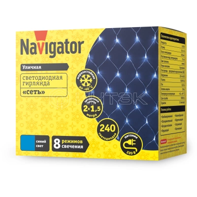 Гирлянда светодиодная 61 856 NGF-N01-240B-12-2х1.5m-230-TR-IP44 Navigator 61856 изображение, фото