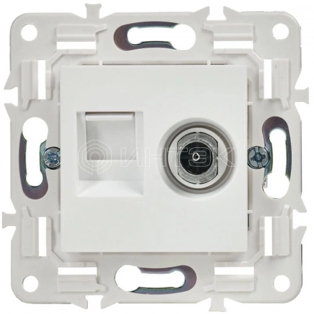 Розетка двойная TV+RJ45 кат.6E SKANDY SK-A15W арктич. бел. IEK SK-AK20-2-K01 изображение, фото
