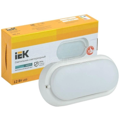 Светильник светодиодный ДПО 4012 12Вт 4000К IP54 овал бел. IEK LDPO0-4012-12-4000-K01 изображение, фото