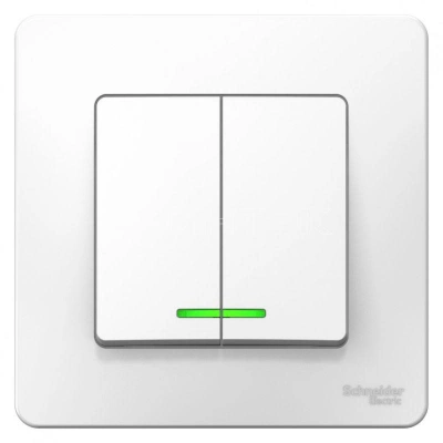 Выключатель 2-кл. СП Blanca 10А IP20 (сх. 5) 250В с подсветкой бел. Systeme Electric BLNVS010511 изображение, фото