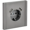 Розетка FORTE&PIANO FP545 16А USB A+A 3.1А с заземл. защ. шторки винт. крепл. сталь IEK FP-R14-16-U21-D31-K46 изображение, фото