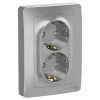 Розетка 2-м СП Blanca 16А IP20 250В с заземл. защ. шторки алюм. Systeme Electric BLNRS001123 изображение, фото