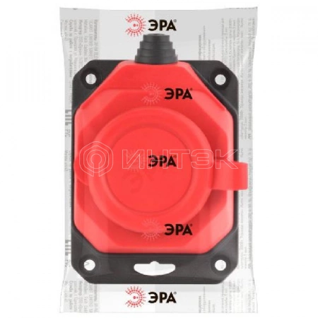 Колодка удлинителя 1-м с заземл. 16А IP44 K-1e-RED-IP44 каучук красн. Эра Б0044550 изображение, фото