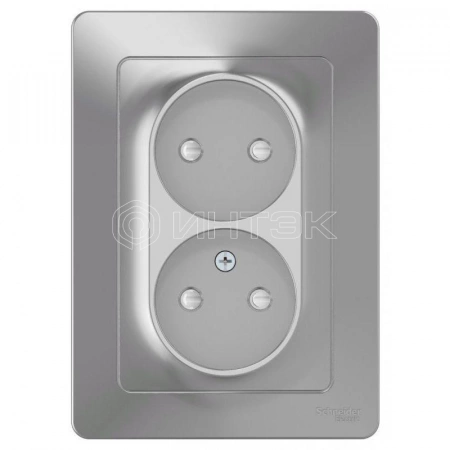 Розетка 2-м СП Blanca 16А IP20 250В без заземл. защ. шторки алюм. Systeme Electric BLNRS000123 изображение, фото