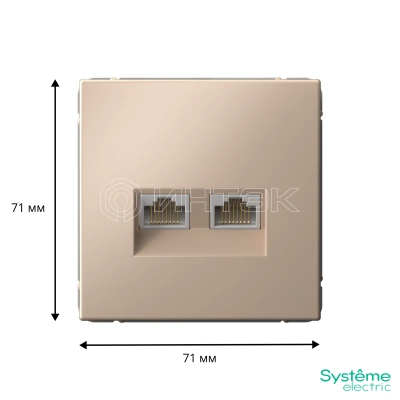 Розетка двойная компьютерная ArtGallery RJ45+RJ45 кат. 6A механизм песочн. Systeme Electric GAL001288 изображение, фото