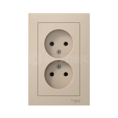 Розетка 2-м. AtlasDesign 16А без заземл. в сборе песочн. Systeme Electric ATN001220 изображение, фото