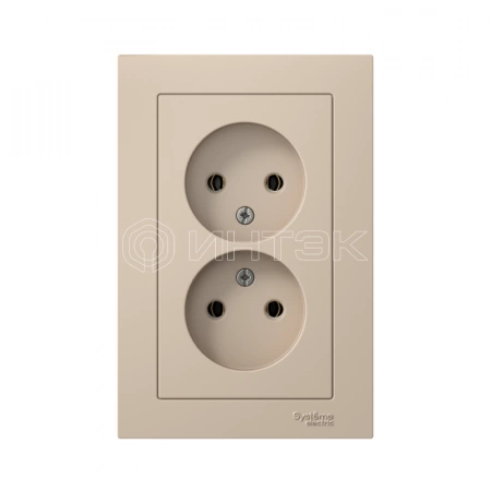 Розетка 2-м. AtlasDesign 16А без заземл. в сборе песочн. Systeme Electric ATN001220 изображение, фото
