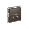 Розетка USB AtlasDesign тип A+A 5В 1х2.1А 2х1.05А механизм мокко Systeme Electric ATN000633 изображение, фото