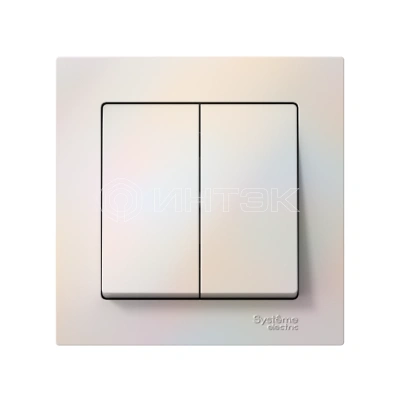 Выключатель 2-кл. СП AtlasDesign 10А IP20 (сх. 5) 10AX в сборе жемчуж. Systeme Electric ATN000452 изображение, фото