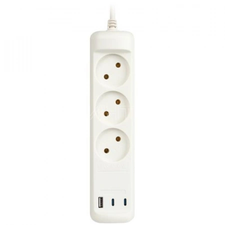 Удлинитель электрический U-3-3m-USB-W 3 розетки + 3xUSB A+C 3м 10А бел. Эра Б0069076 изображение, фото