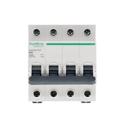Выключатель автоматический модульный 4п B 32А 4.5кА City9 Set 400В Systeme Electric C9F14432 изображение, фото