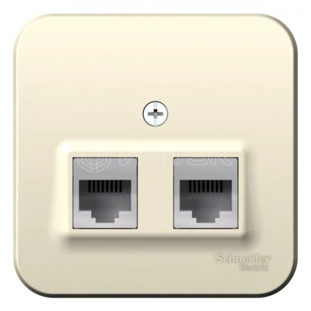 Розетка компьютерная + телефонная 2-м ОП Blanca RJ45 кат.5E + RJ11 с изолир. пластиной молочн. Systeme Electric BLNIA045112 изображение, фото