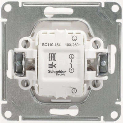 Выключатель 1-кл. СП W59 10А IP20 10AX механизм бел. Systeme Electric VS110-154-1-86 изображение, фото