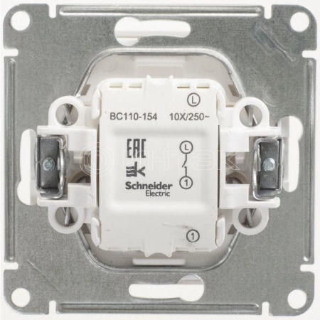 Выключатель 1-кл. СП W59 10А IP20 10AX механизм бел. Systeme Electric VS110-154-1-86 изображение, фото