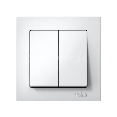 Выключатель 2-кл. СП AtlasDesign 10А IP20 (сх. 5) 10AX в сборе бел. Systeme Electric ATN000152 изображение, фото
