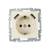 Розетка BRITE РЮш10-2-БрКр 16А с USB A+A 3.1А с заземл. защ. шторки механизм беж. IEK BR-R14-16-U21-D31-K10 изображение, фото