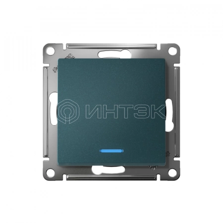 Выключатель 1-кл. СП AtlasDesign 10А IP20 (сх. 1а) 10AX с подсветкой механизм изумруд Systeme Electric ATN000813 изображение, фото