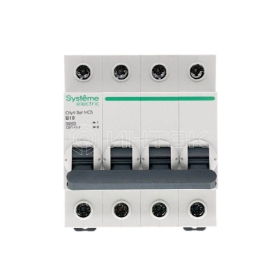 Выключатель автоматический модульный 4п B 10А 4.5кА City9 Set 400В Systeme Electric C9F14410 изображение, фото