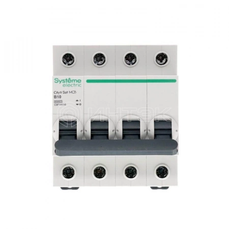 Выключатель автоматический модульный 4п B 10А 4.5кА City9 Set 400В Systeme Electric C9F14410 изображение, фото
