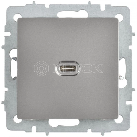 Розетка СП BRITE РЮ12-1-БрС USB C 65Вт высокоскор. заряд. сталь IEK BR-U13-065-K46 изображение, фото