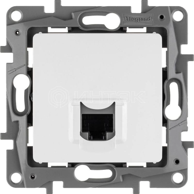 Розетка компьютерная 1-м СП Etika RJ45 кат.5E UTP механизм бел. IEK 672241 изображение, фото