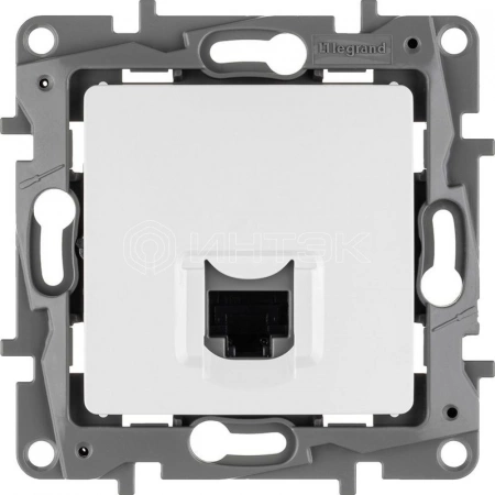 Розетка компьютерная 1-м СП Etika RJ45 кат.5E UTP механизм бел. IEK 672241 изображение, фото