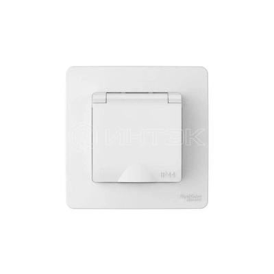 Розетка 1-м СП Blanca 16А IP44 250В с заземл. защ. шторки с крышкой бел. Systeme Electric BLNRS441111 изображение, фото
