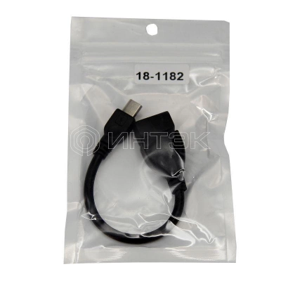Кабель USB OTG micro USB на USB шнур 0.15м черн. Rexant 18-1182 изображение, фото