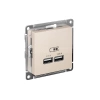 Розетка USB AtlasDesign тип A+A 5В 1х2.1А 2х1.05А механизм беж. Systeme Electric ATN000233 изображение, фото