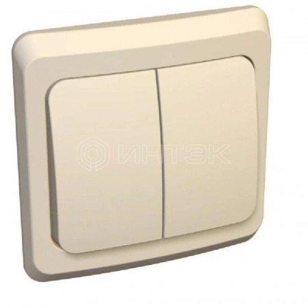 Выключатель 2-кл. СП Этюд 10А IP20 крем. Systeme Electric BC10-002K изображение, фото