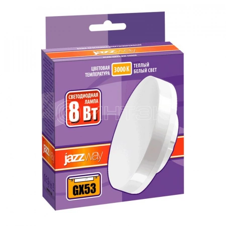 Лампа светодиодная PLED-GX53 8Вт таблетка матовая 3000К тепл. бел. GX53 640лм 230В JazzWay 2855374 изображение, фото
