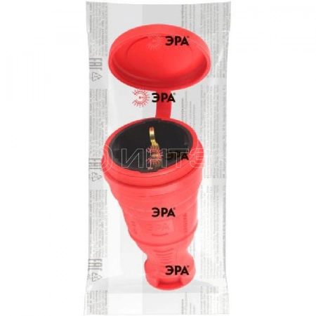 Разъем каучуковый R8-RED-IP44 с/з прямой 16А IP44 красн. Эра Б0044548 изображение, фото