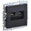 Розетка компьютерная двойн. СП RJ45 кат.5E BRITE РК10-2-БрЧ механизм черн. IEK BR-K20-1-K02 изображение, фото