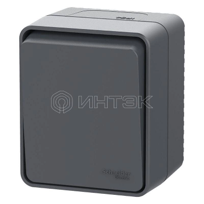 Выключатель кнопочный 1-кл. ОП AtlasDesign PROFI IP54 10АХ антрацит Systeme Electric ATN544015 изображение, фото