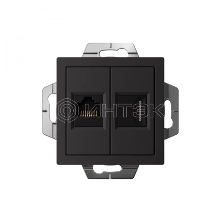 Розетка 2-м СП AtlasDesign HDMI + RJ45 кат.5E механизм карбон Systeme Electric ATN001082 изображение, фото