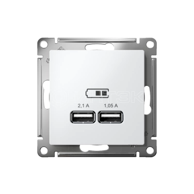 Розетка USB AtlasDesign тип A+A 5В 1х2.1А 2х1.05А механизм бел. Systeme Electric ATN000133 изображение, фото