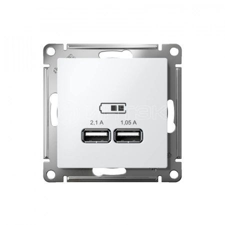 Розетка USB AtlasDesign тип A+A 5В 1х2.1А 2х1.05А механизм бел. Systeme Electric ATN000133 изображение, фото