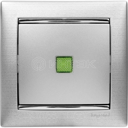 Выключатель 1-кл. СП Valena 10А IP31 250В с зел. индикацией механизм алюм. Legrand 770110 изображение, фото