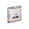 Розетка USB AtlasDesign тип A+C 5В/2.4А 2х5В/1.2А механизм жемчуж. Systeme Electric ATN000439 изображение, фото