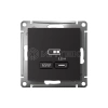 Розетка USB AtlasDesign тип C 65Вт QC PD высокоскор. ЗУ механизм карбон Systeme Electric ATN001027 изображение, фото