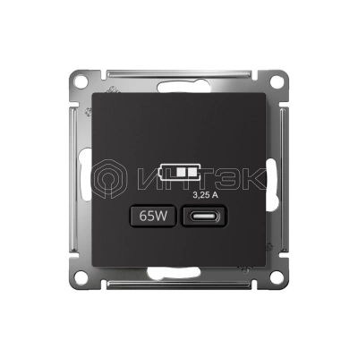 Розетка USB AtlasDesign тип C 65Вт QC PD высокоскор. ЗУ механизм карбон Systeme Electric ATN001027 изображение, фото